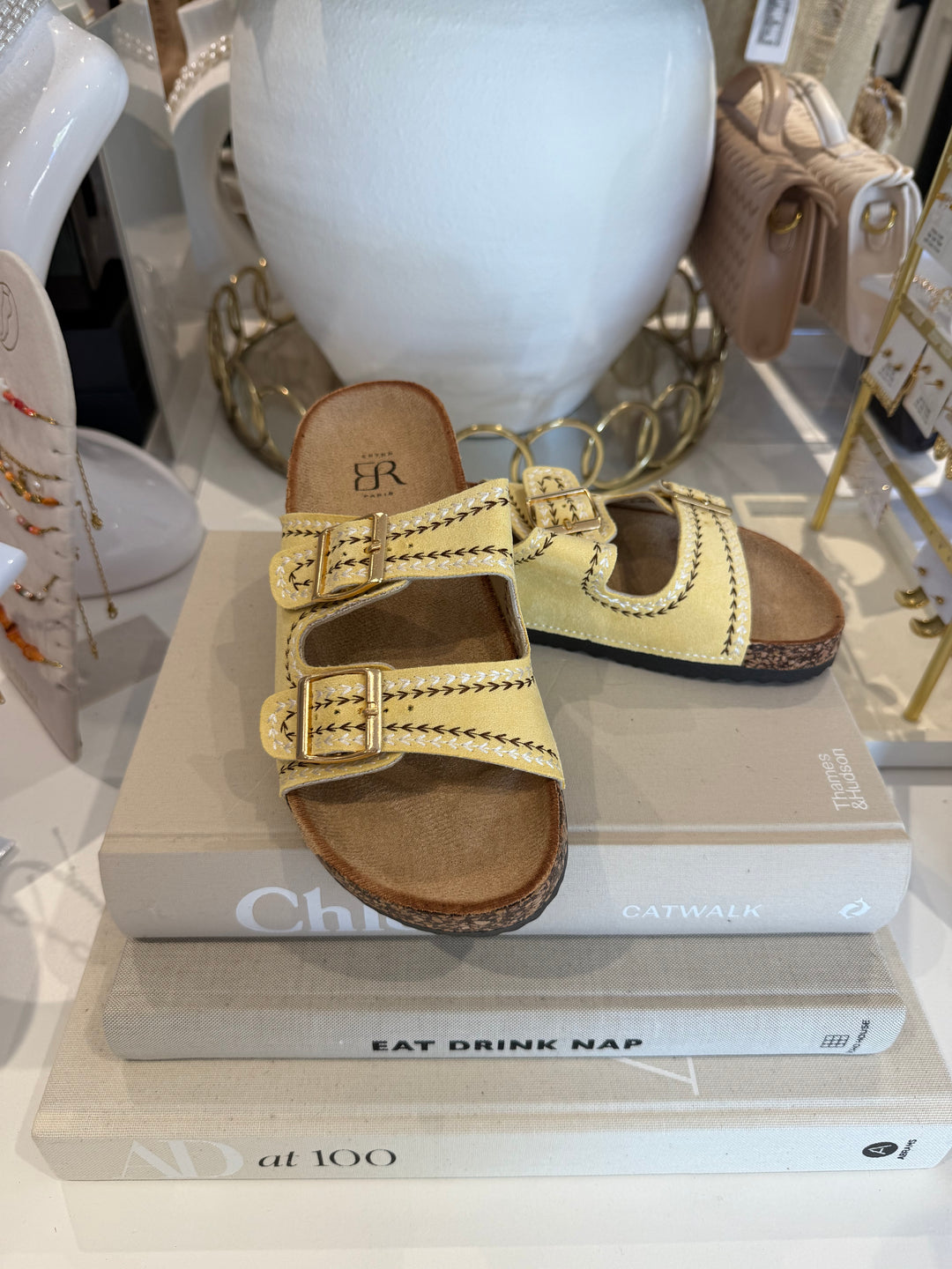 Chunky Cork Sole Double Buckle Stitching Detail Sandal (4 Colours)