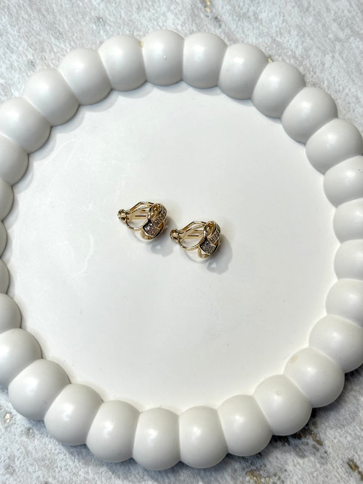 Diamonte Knot Clip On Earrings