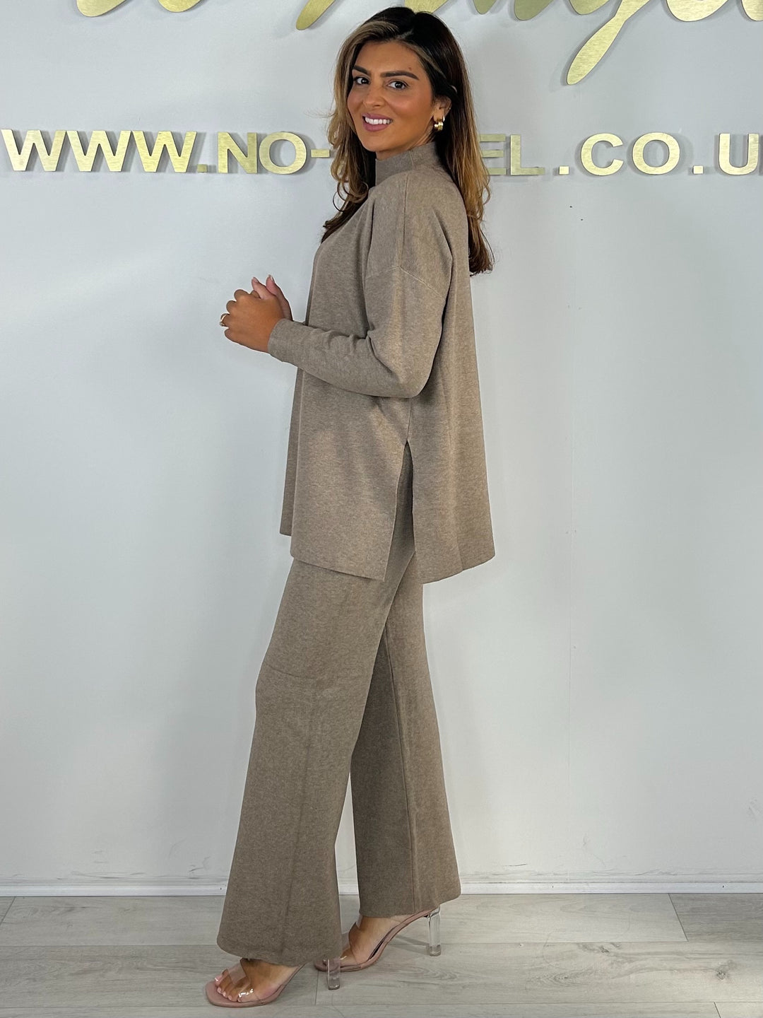 Soft Knit High Neck Side Split Jumper & Trouser Co-Ord (4 Colours)