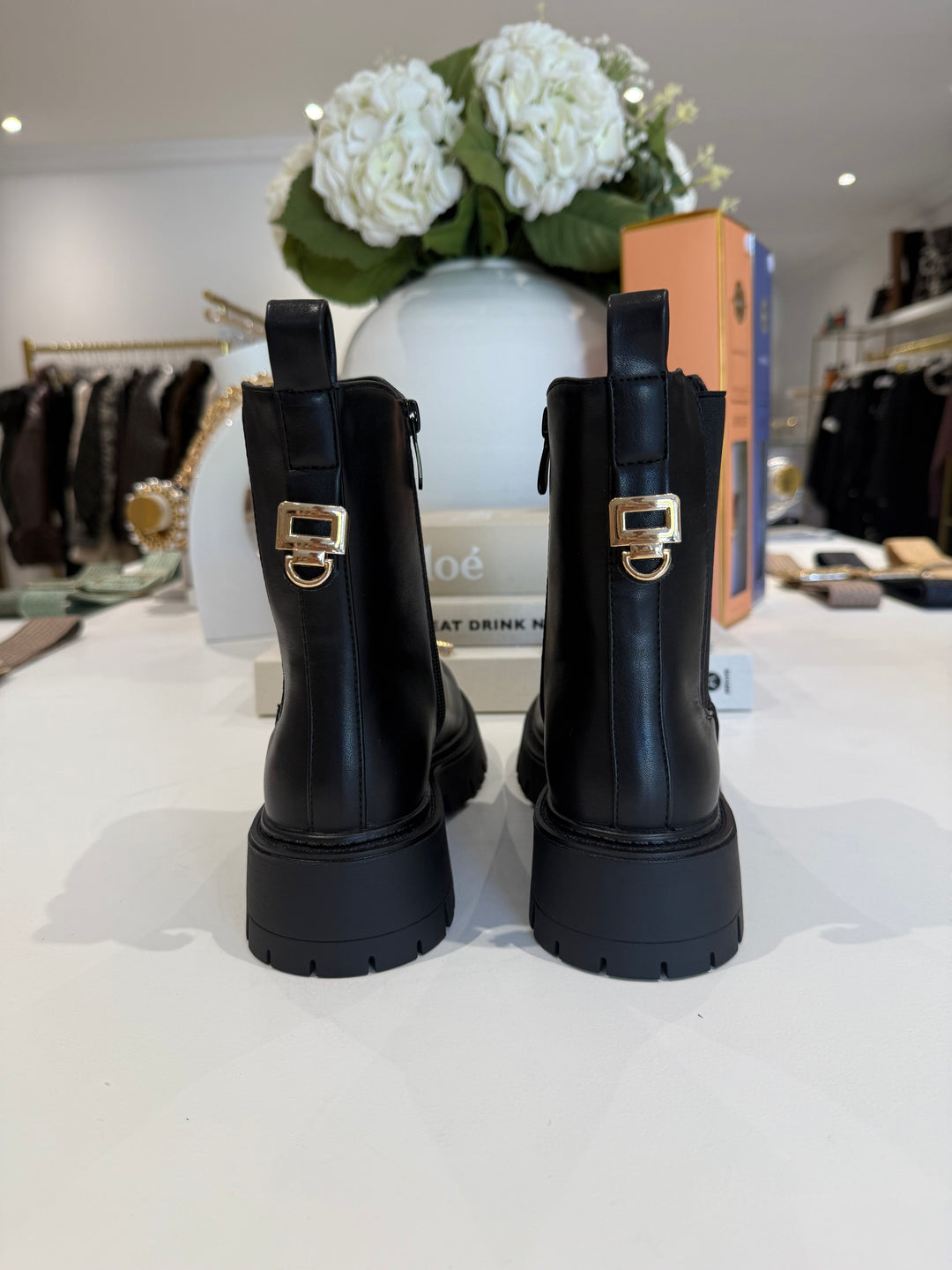 Faux Leather Chucky Gold Detail Boot