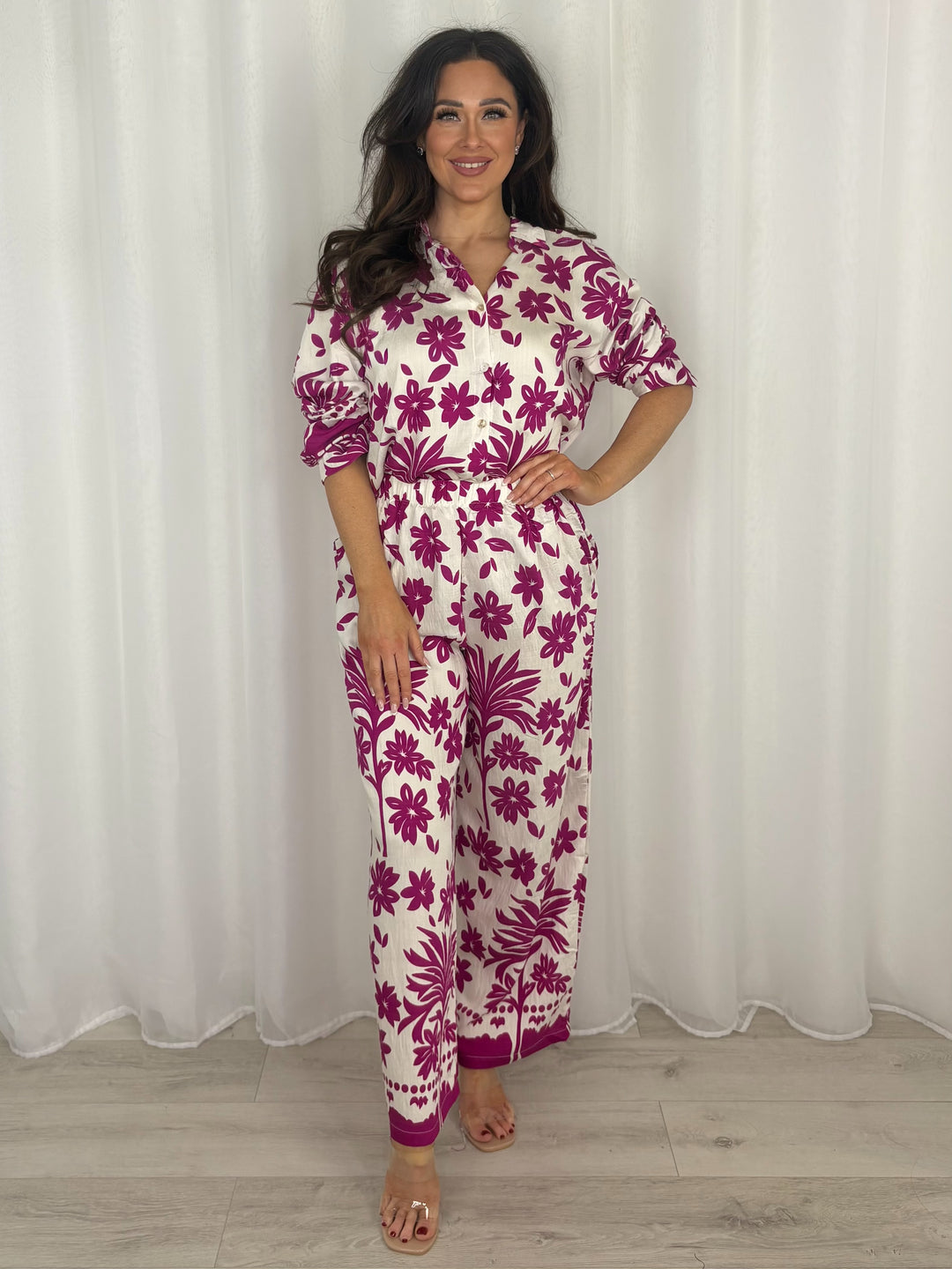 Floral Print Button Up Shirt & Trouser Co-Ord (6 Colours)