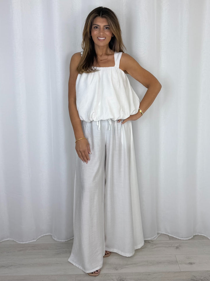 Balloon Style Thick Strap Top And Pleated Trouser Co-Ord (10 Colours)