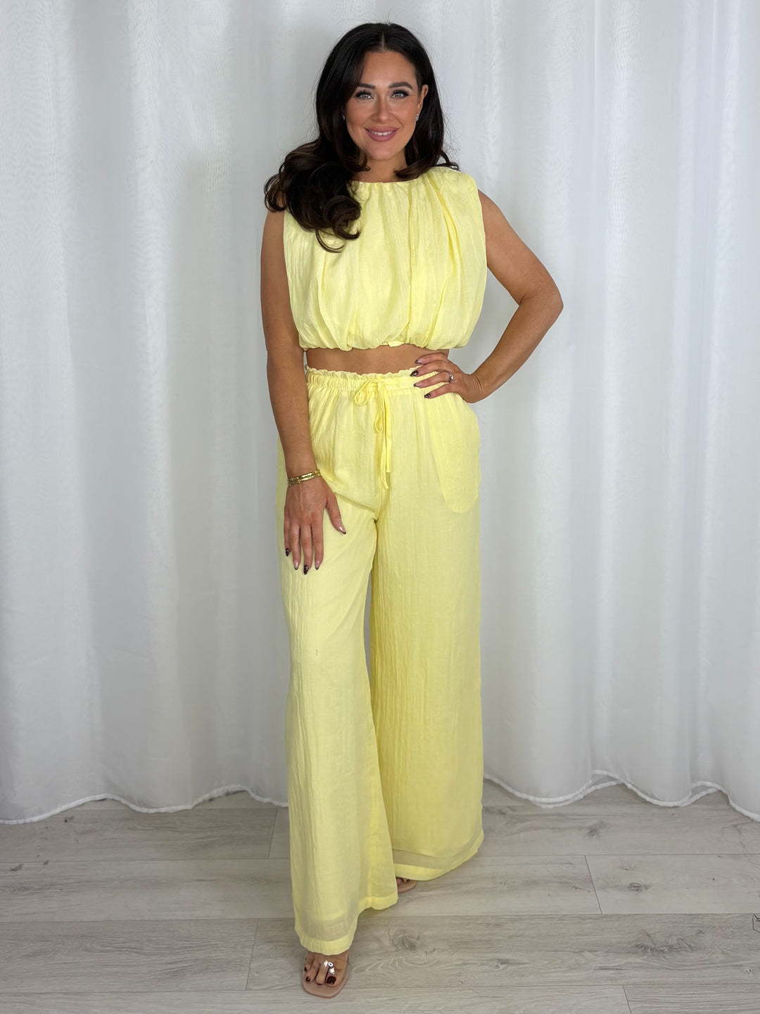 Puff Ball Sleeveless Top & Trouser Co-Ord (2 Colours)