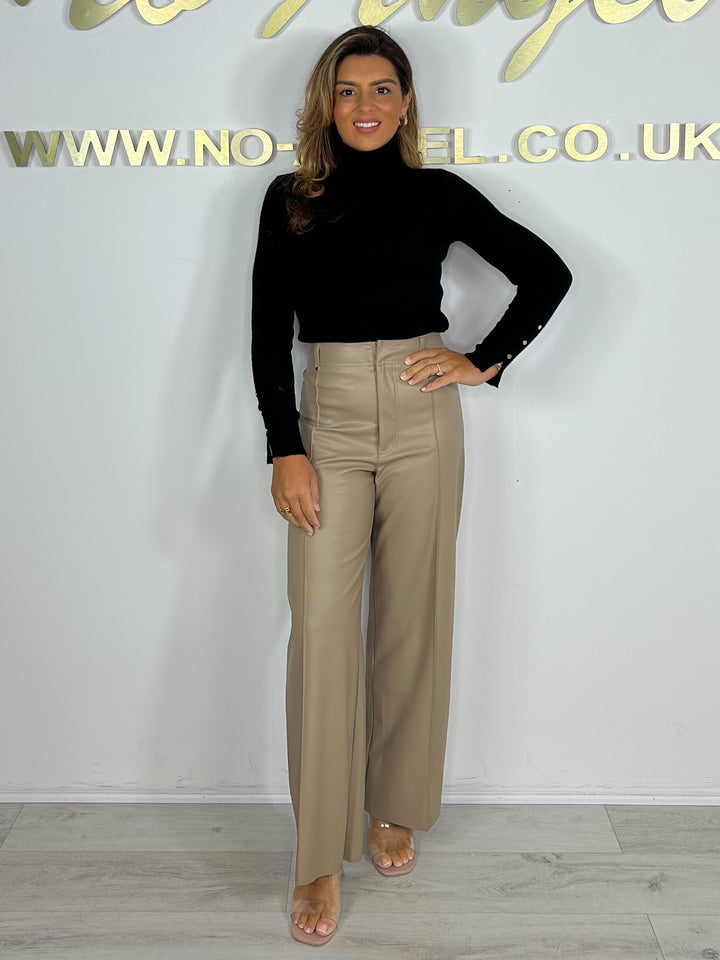 PU Straight Leg Faux Leather Trousers (2 Colours)