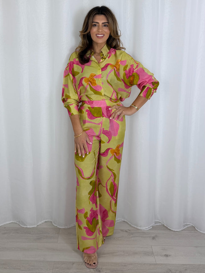 Long Sleeve Floral Shirt & Trouser Co-Ord