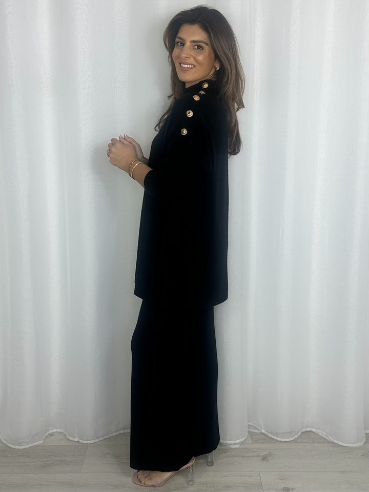 Longline Turtle Neck Gold Button Trouser Co-ord (5 Colours)