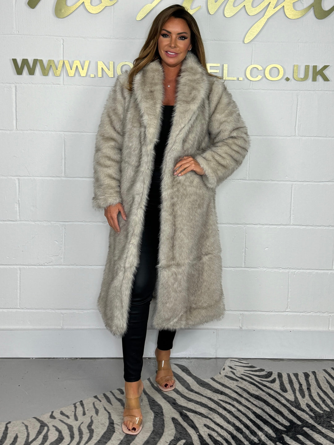 Cream Faux Fur Longline Coat