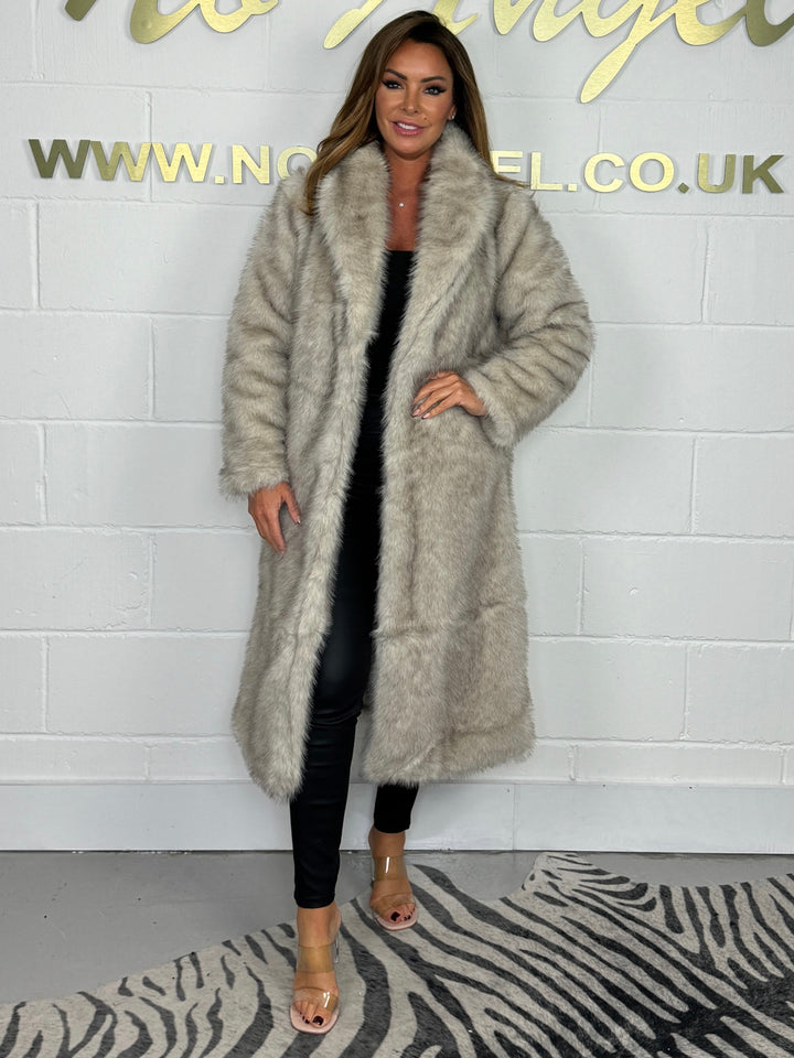 Cream Faux Fur Longline Coat