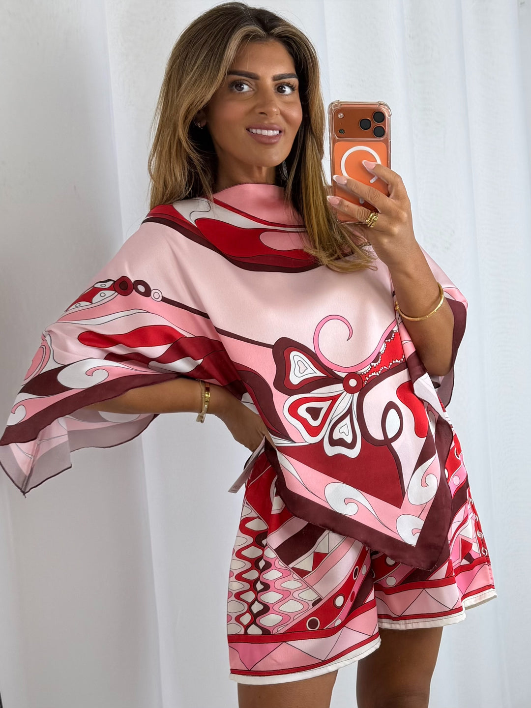 Spiral Print Bat Wing Short Co-Ord  (6 Colours)