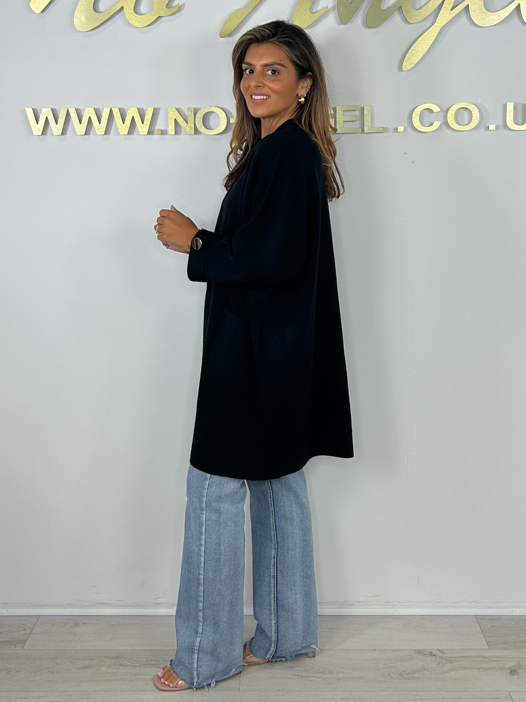 Soft Knit Gold Button Sleeve Open Longline Cardigan (5 Colours)