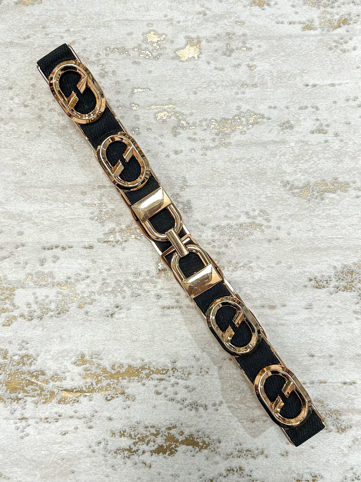 Gold Oval Detail Elasticated Belt (2 Colours)