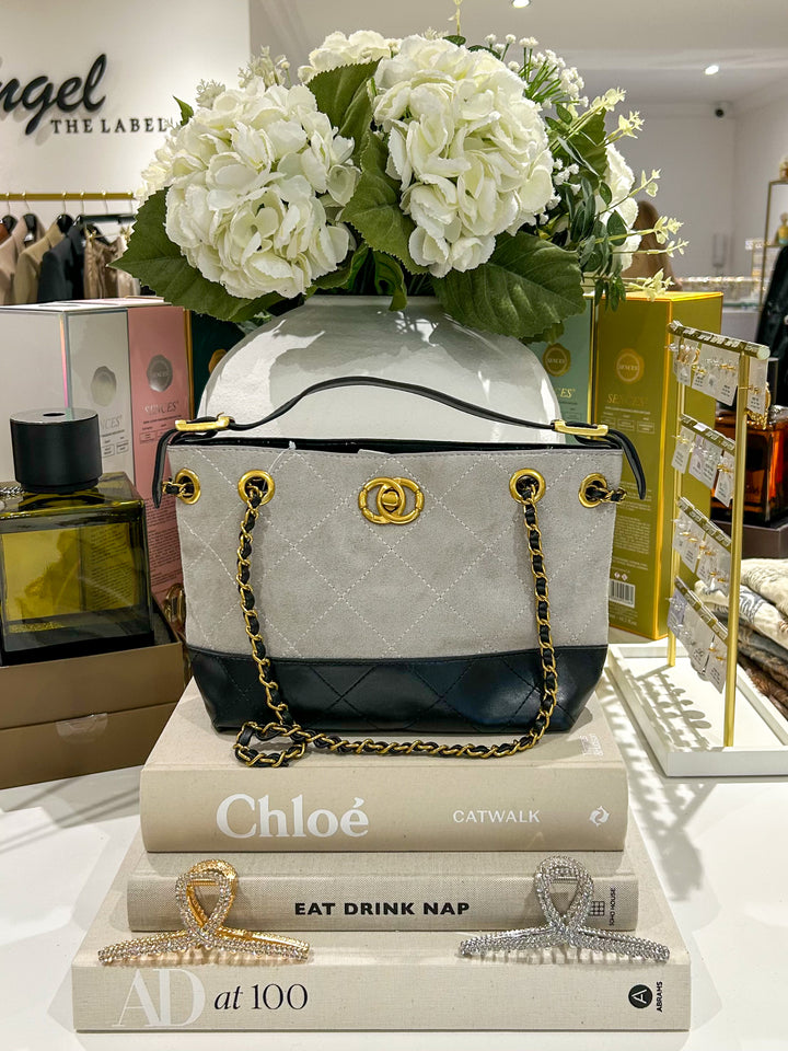 2 Toned Designer Inspired Gold Hardware Handbag (5 Colours)