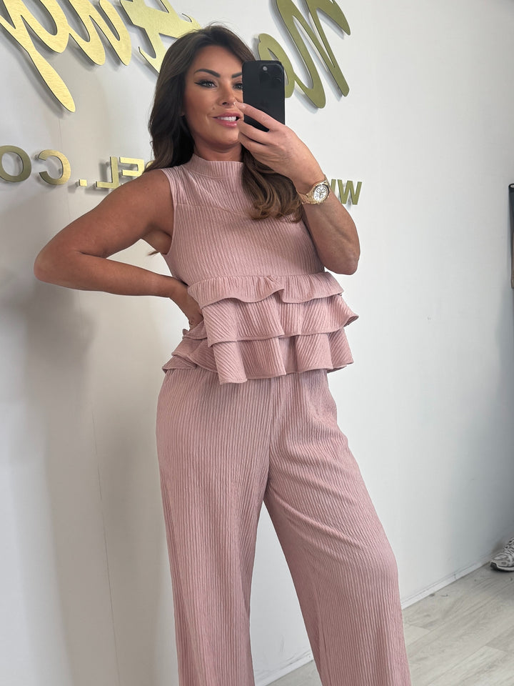 Layered Sleeveless High Neck Trouser Co-Ord (3 Colours)