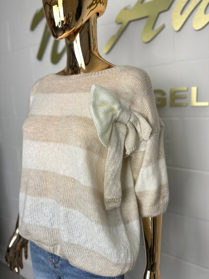 Soft Knit Short Sleeve Bow Detail Jumper (8 Colours)