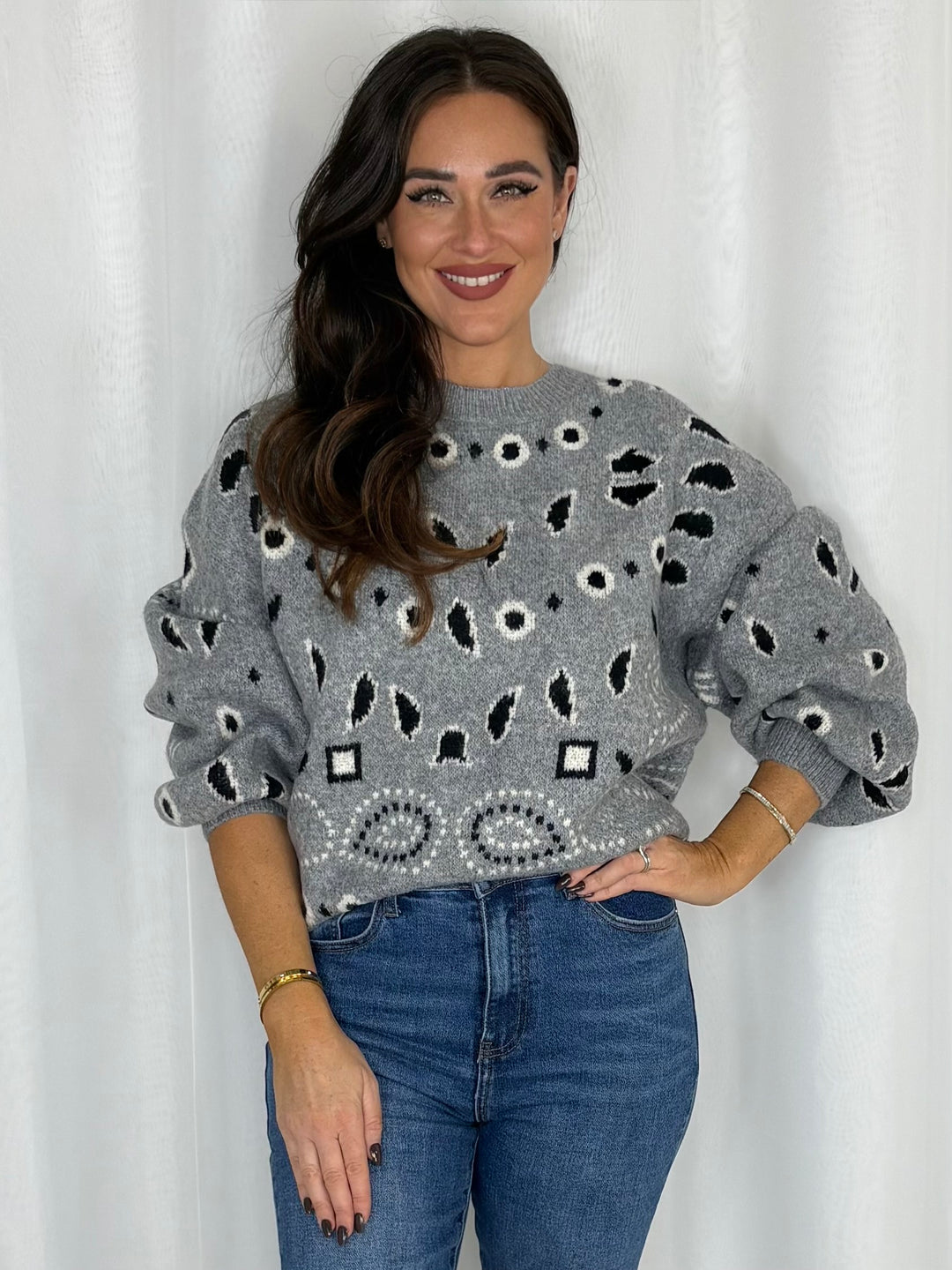 Paisley Print Crew Neck Jumper