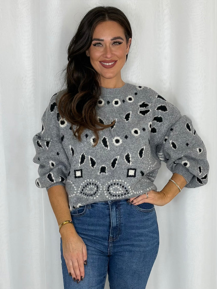 Paisley Print Crew Neck Jumper