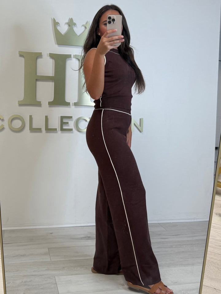 Turtle Neck Piping Detail Sleeveless Top & Trouser Co-ord (2 Colours)