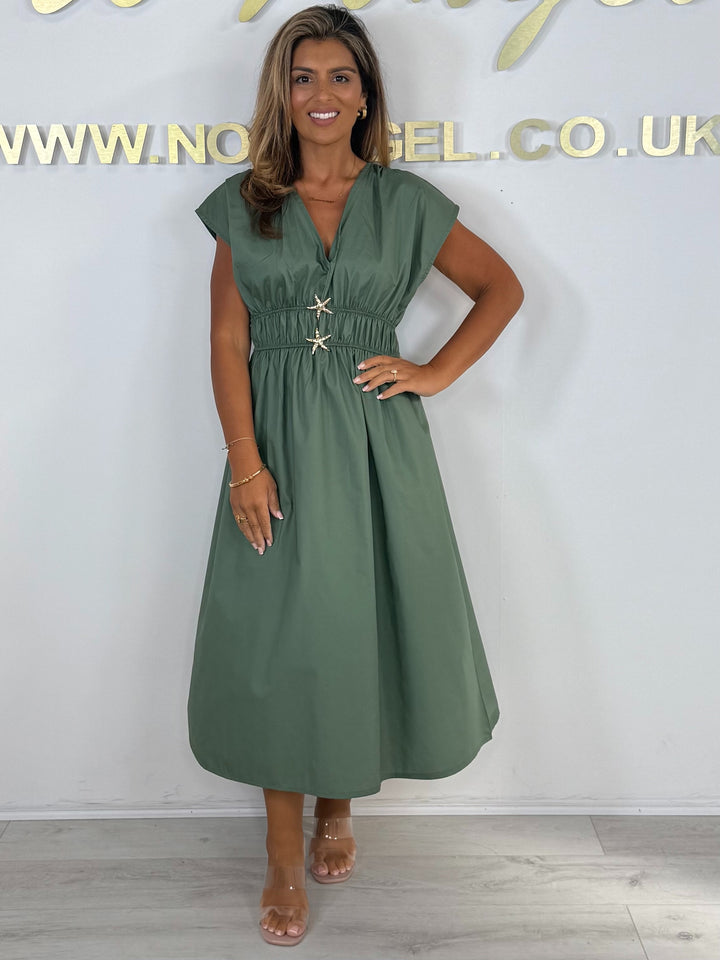 Double Star Cap Sleeve Midi Dress (5 Colours)