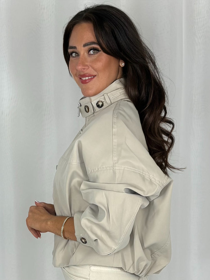 Funnel Neck Jacket With Belt (2 Colours)