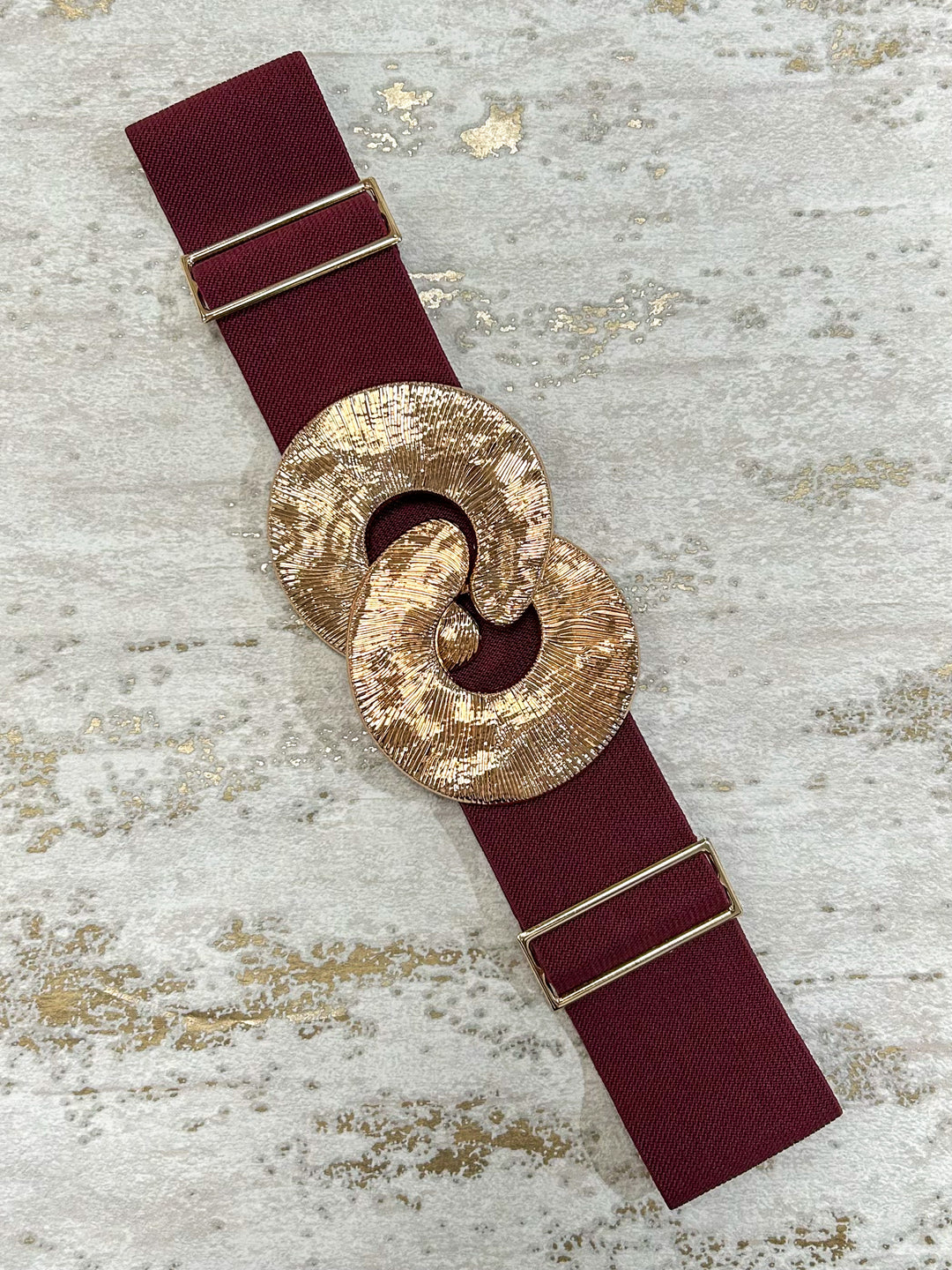 Gold Textured Circle Interlock Elasticated Belt (5 Colours)