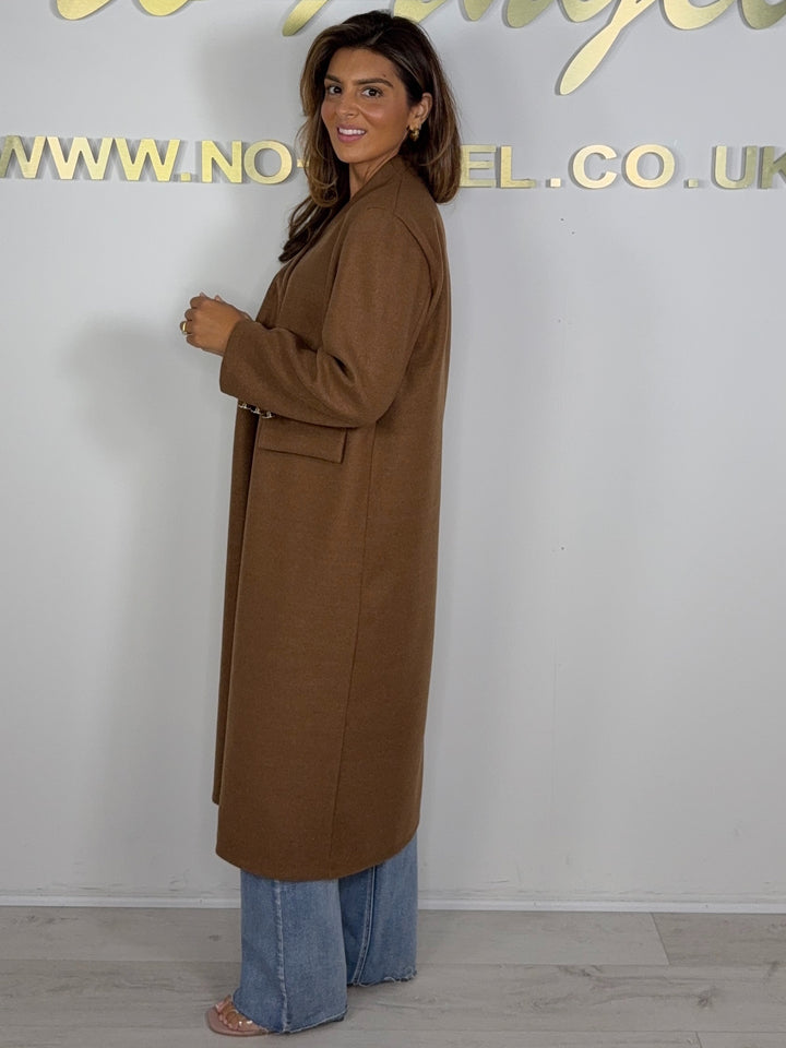 Textured Gold Single Button Longline Jacket (5 Colours)