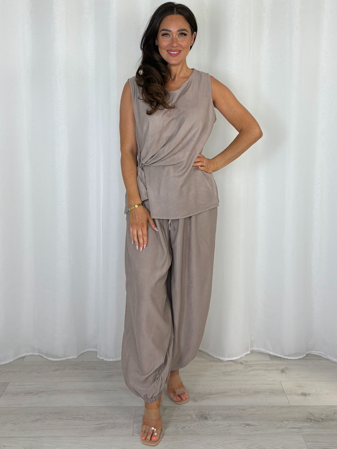 Harem Trouser Tie Side Vest Co-Ord (6 Colours)