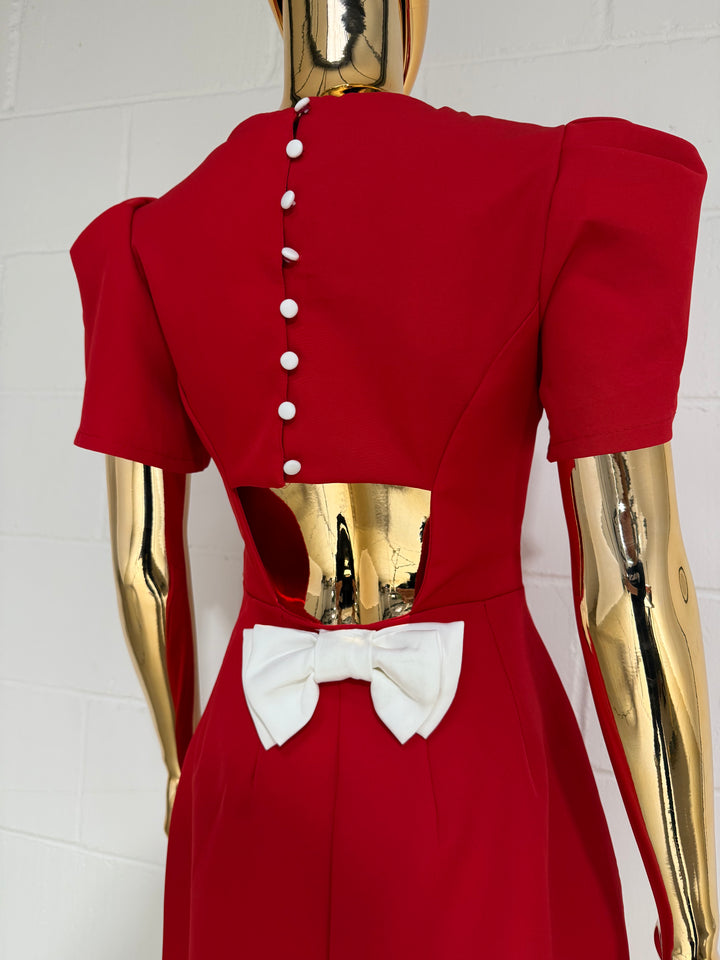 Puff Sleeve Open Back Bow Dress (2 Colours)