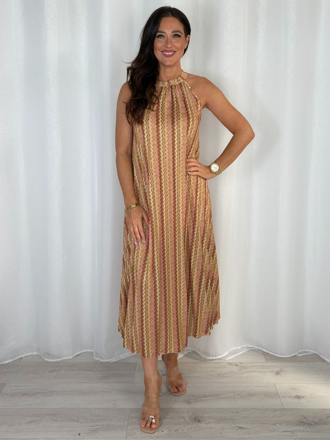 Zig Zag Halter Neck Maxi Dress (3 Colours)