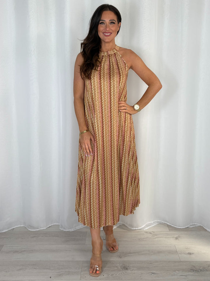 Zig Zag Halter Neck Maxi Dress (3 Colours)
