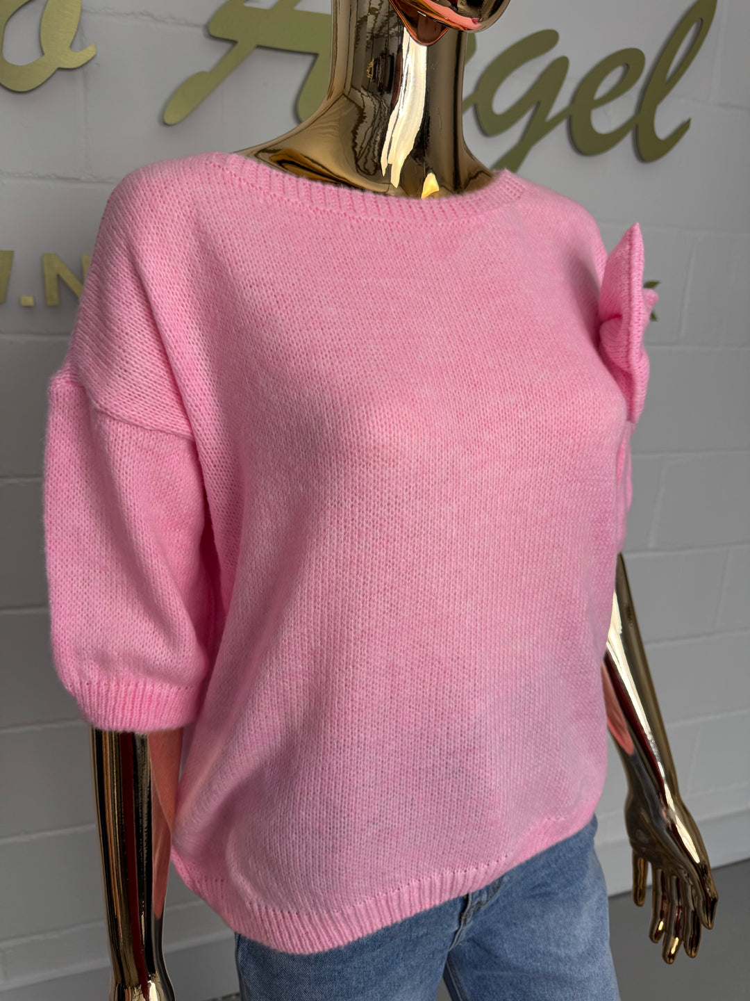 Soft Knit Short Sleeve Bow Detail Jumper (8 Colours)