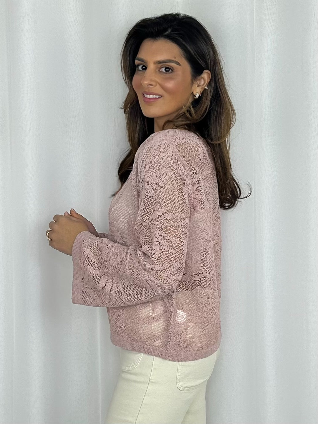 Oversized Mesh Leaf Crochet Design Jumper (4 Colours)