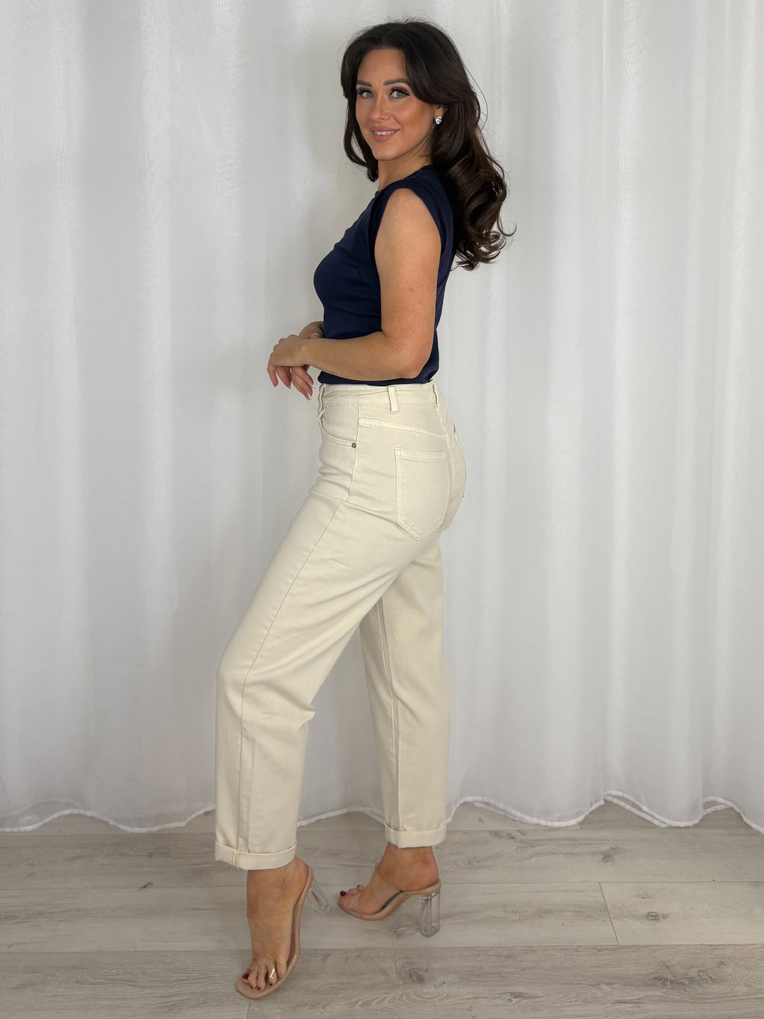 Turn Up Bottom Mom Jeans (5 Colours)