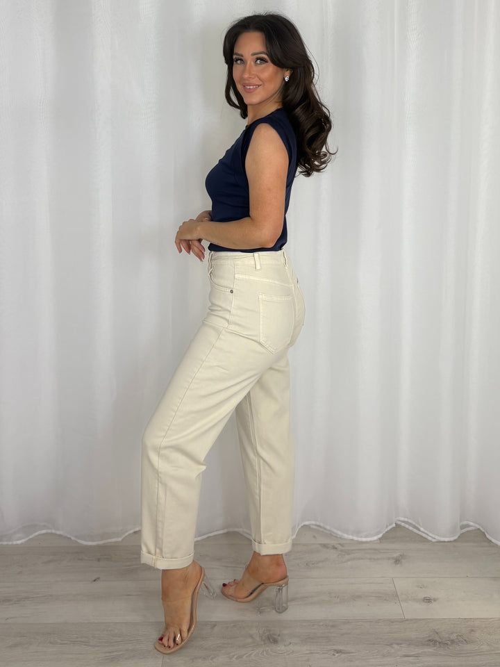 Turn Up Bottom Mom Jeans (5 Colours)