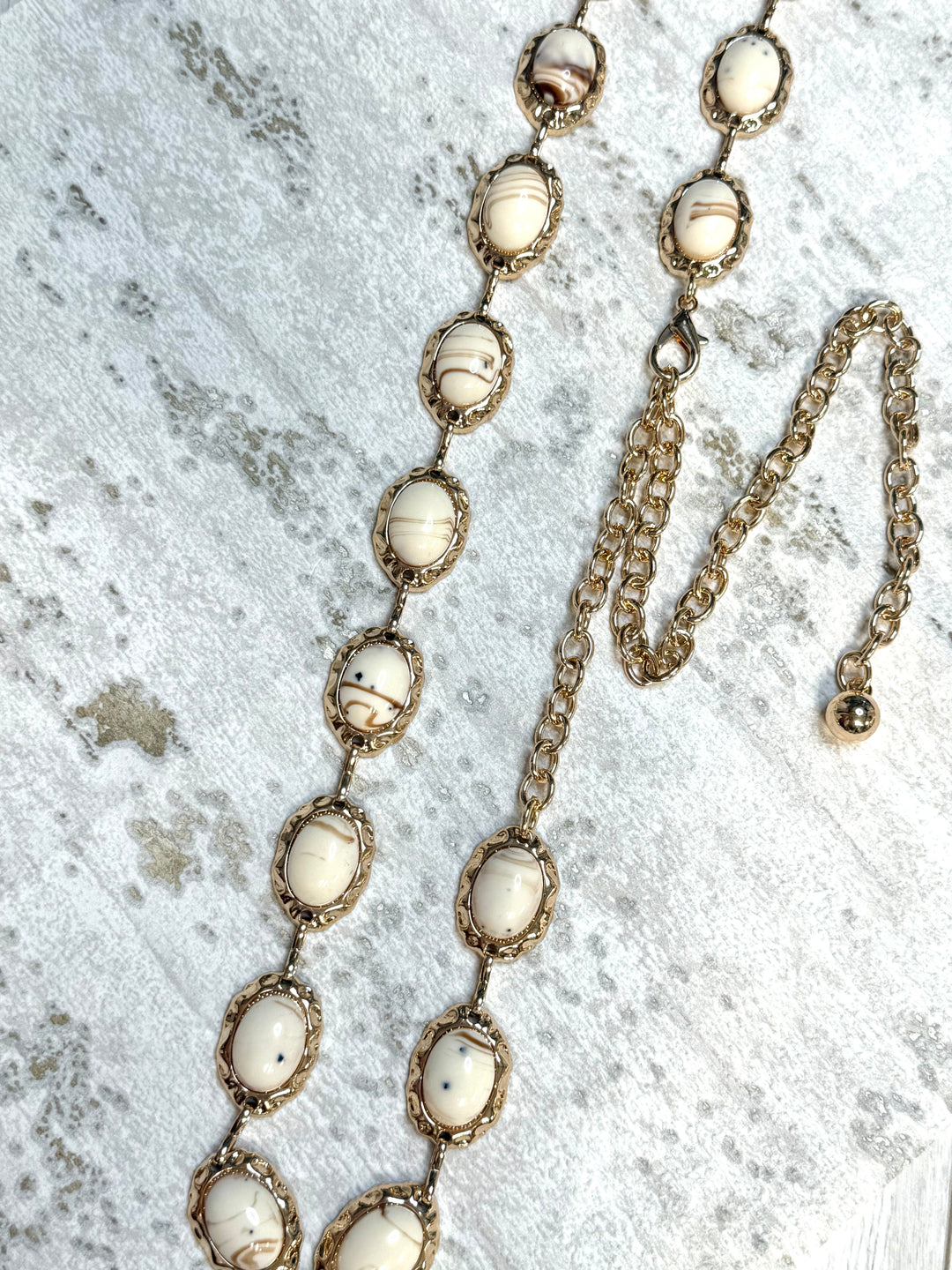 Marble Stone Belt With Gold Chain