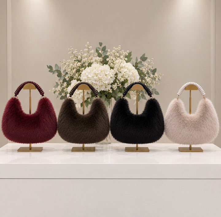 Luxe Faux Fur Crescent Shoulder Bag (4 Colours)