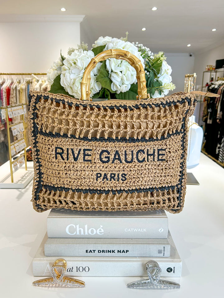 Rive Gauche Paris Bamboo Strap Beach Bag (4 Colours)