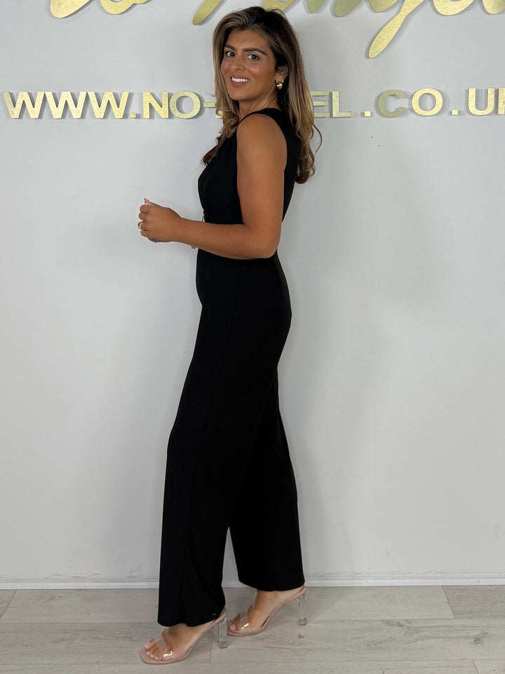 V-Neck Gold Hardware Detail Sleeveless Jumpsuit (2 Colours)