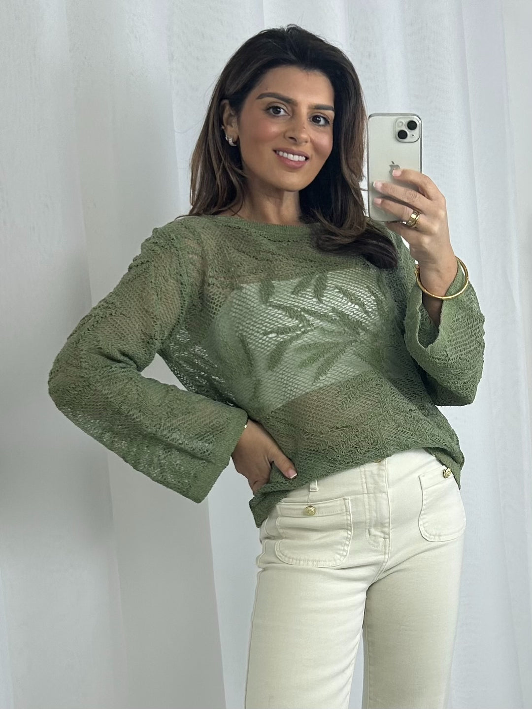 Oversized Mesh Leaf Crochet Design Jumper (4 Colours)