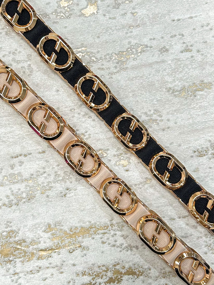 Gold Oval Detail Elasticated Belt (2 Colours)