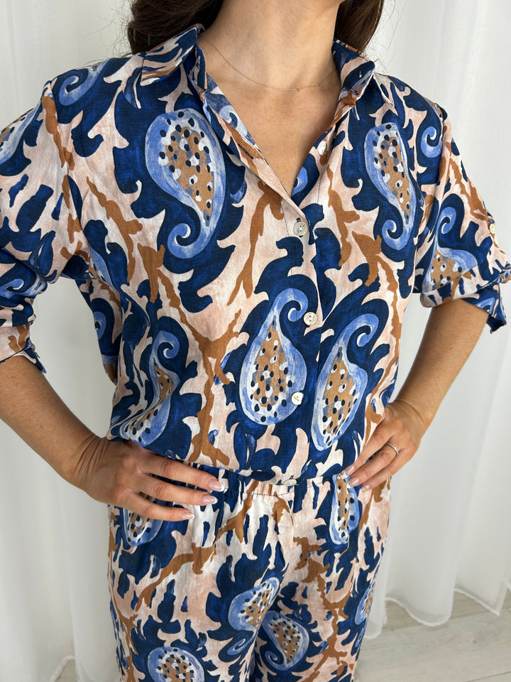 Luxury Paisley Print Button Up Shirt & Trouser Co-Ord (4 Colours)