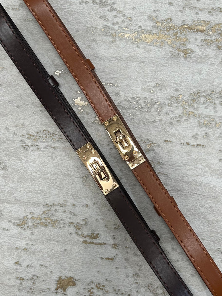 Gold Buckle Faux Leather Belt (3 Colours)