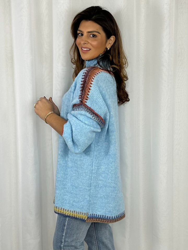 Thick Knit Contrast Stitch Oversized Jumper (4 Colours)