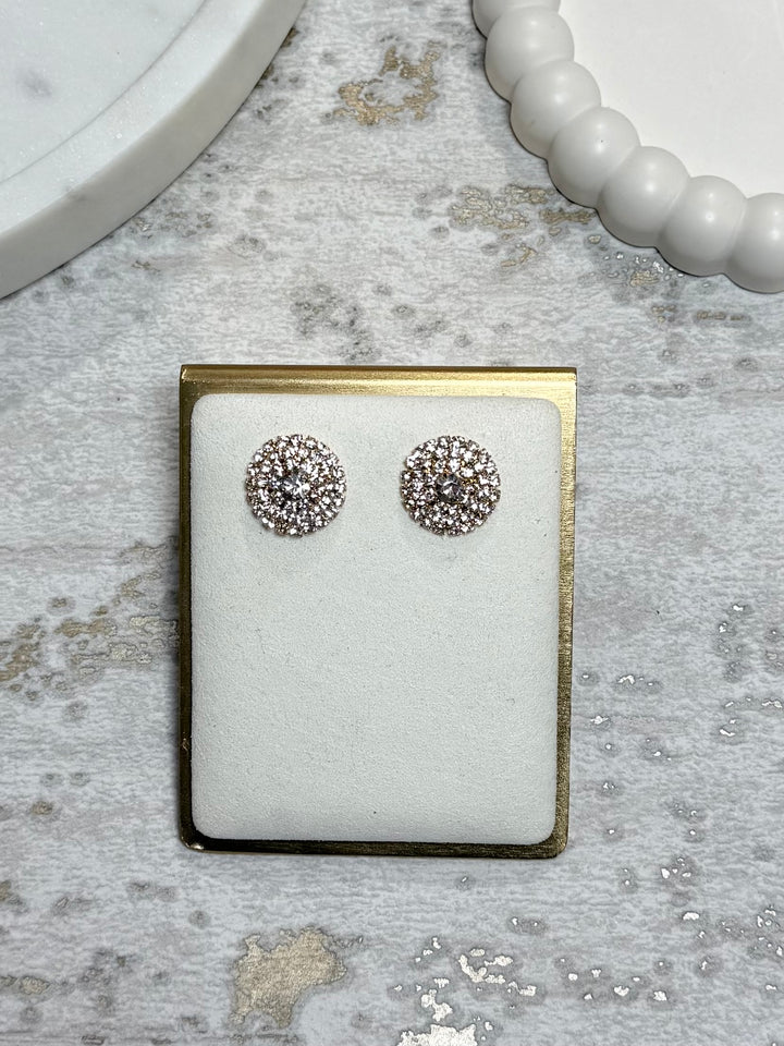 Silver Diamante Encrusted Large Circle Earrings (2 Colours)