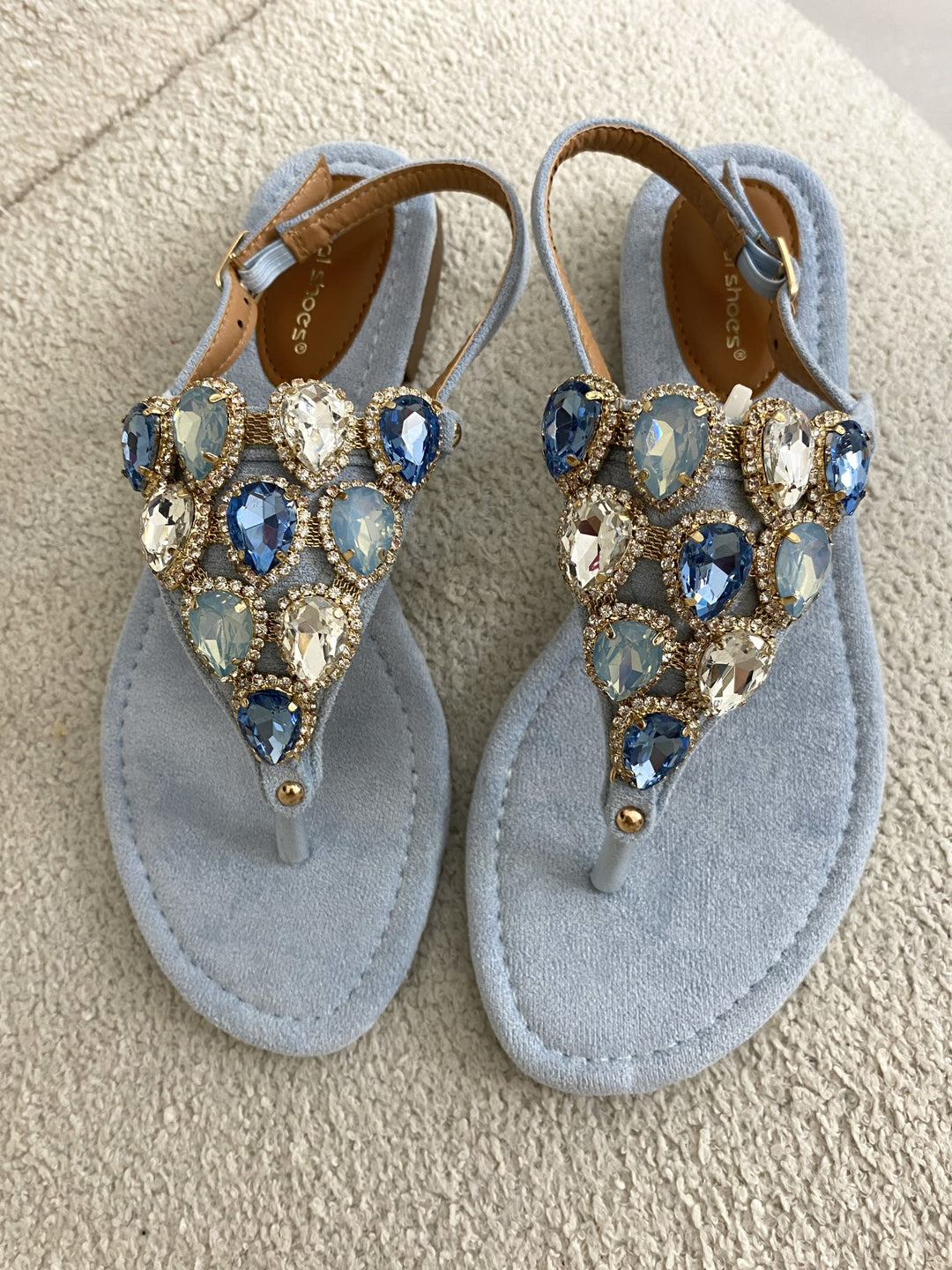 T Bar Jewelled Sandals ( 3 Colours )