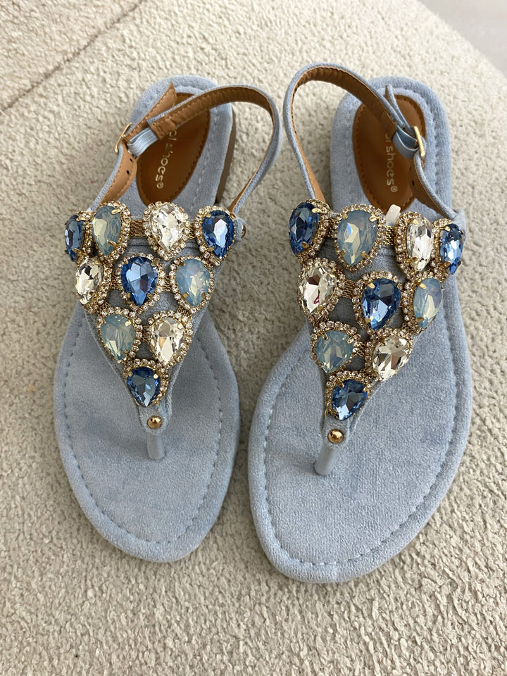 T Bar Jewelled Sandals ( 3 Colours )