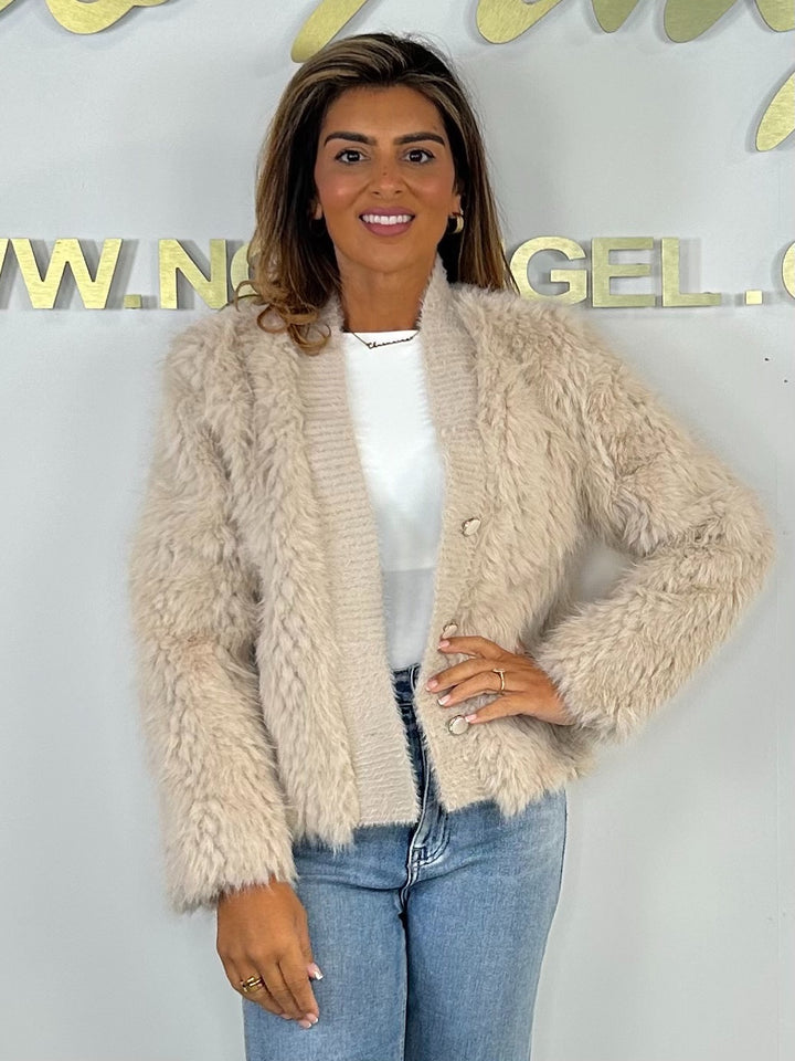 Faux Fur Pearl Button Jacket (4 Colours)