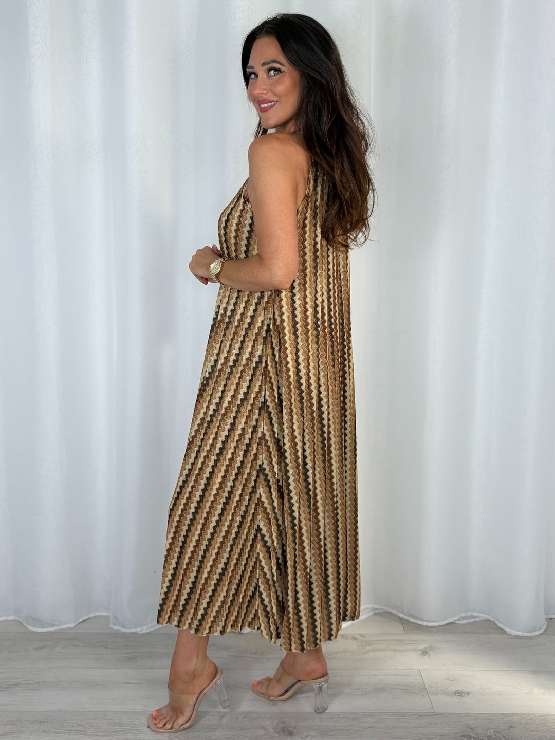 Zig Zag Halter Neck Maxi Dress (3 Colours)