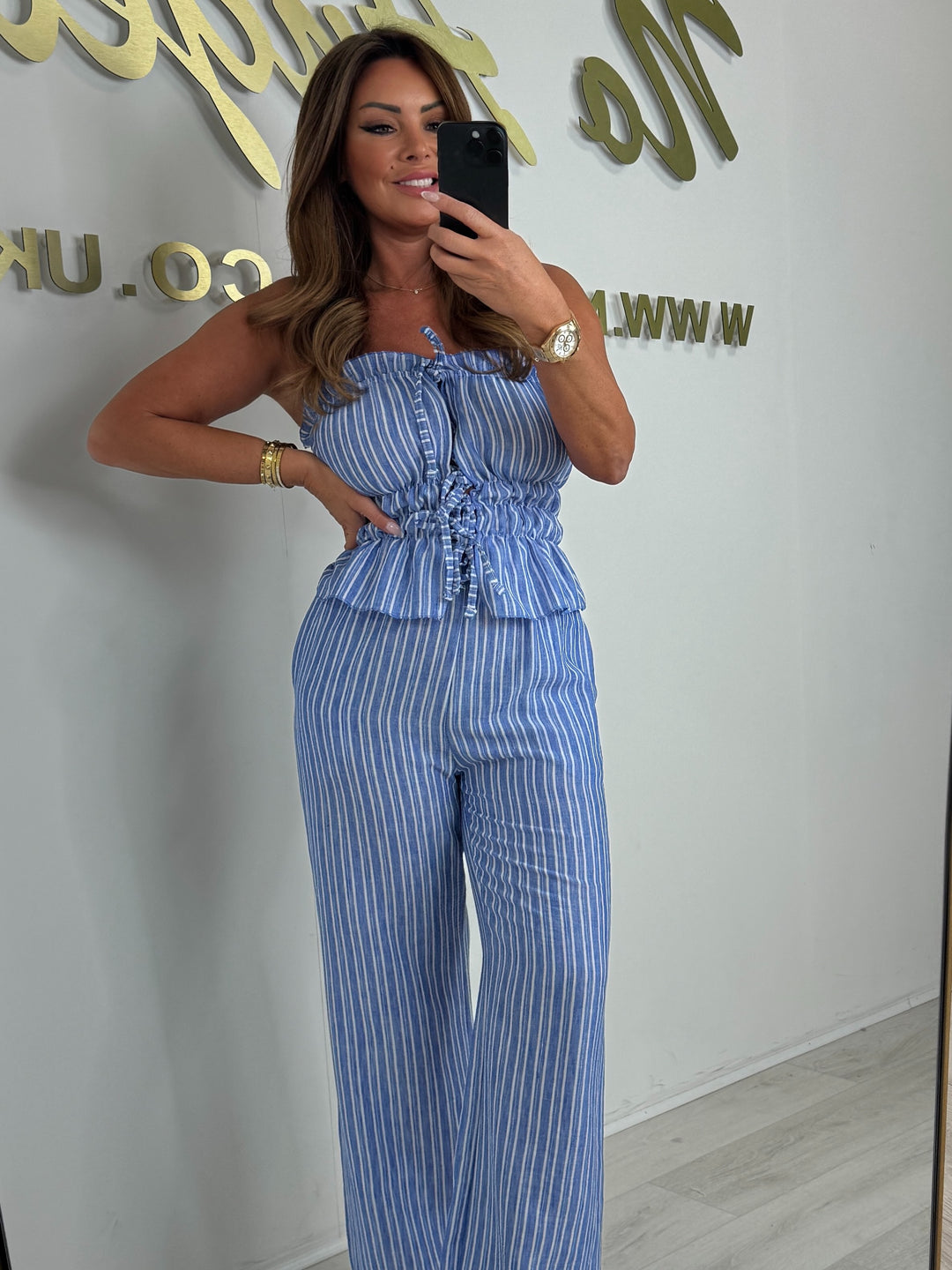 Stripe Tie Up Bandeau Top & Trouser Co-ord (3 Colours)
