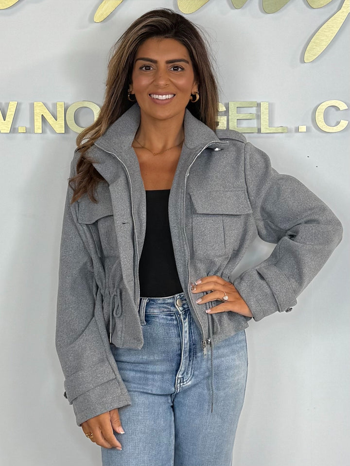 Military Drawstring Zip Up Bomber Jacket (5 Colours)