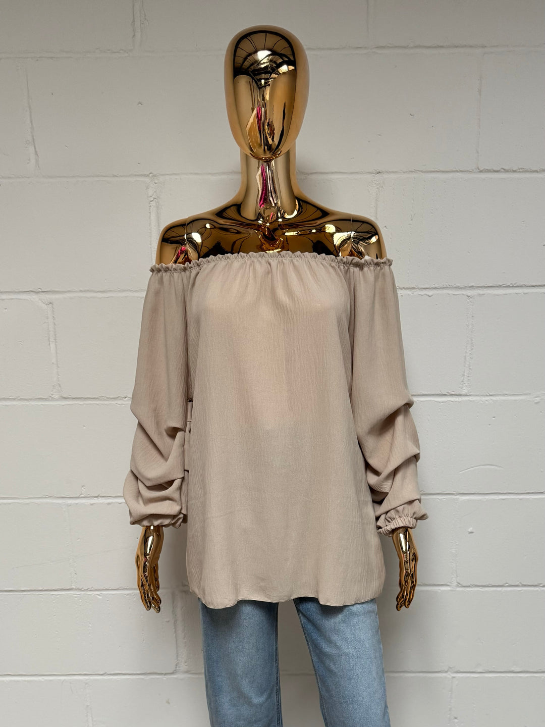 Bardot Ruched Sleeve Top (4 Colours)